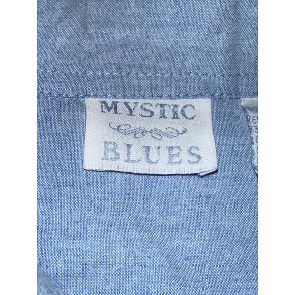 Mystic Blues Women’s Button Up Shirt Chambray Blue Fall Leaves Pinecones 20W - Picture 3 of 11